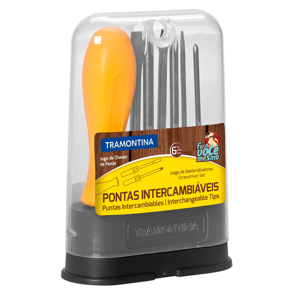 Jogo de Chaves Fenda Philips Tramontina Pontas Intercambiáveis 6 pçs