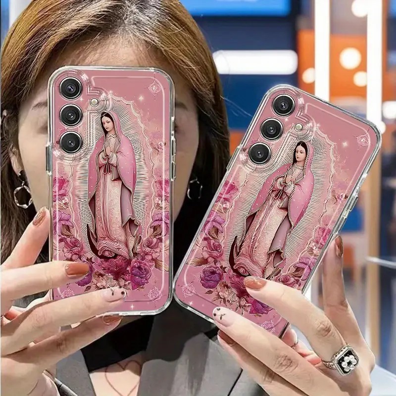 Capinha Capa transparente Anti-impacto Católico Desenho para Samsung A55 A35 A03 A04 A05 A05S A10 S24 Plus S25 Ultra em Oferta na Shopee