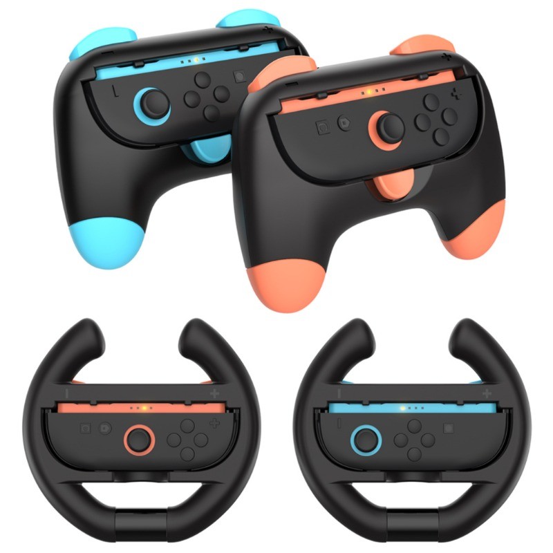 Grip e Volante JoyPad Switch 2 Controller Adaptador Par de Grips e Volantes Suporte Joycon Nintendo Switch 2 Dobe Preto