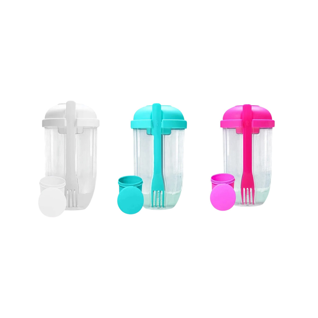 POTE PARA SALADA COM GARFO E COMPARTIMENTO DE MOLHO em Oferta na Shopee