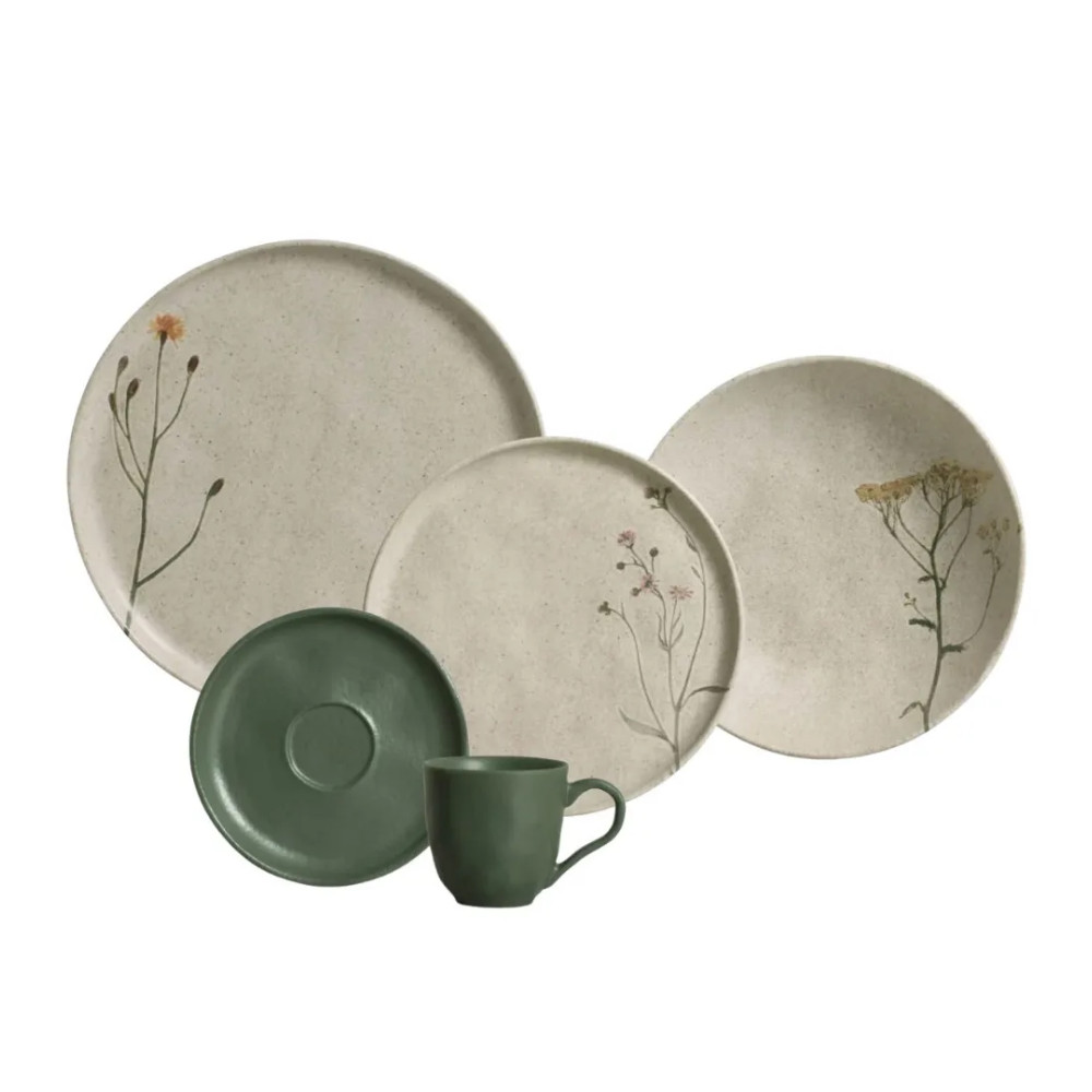 Aparelho De Jantar 30 Peças Match Mix Campestre Leaf Verde Campestre
