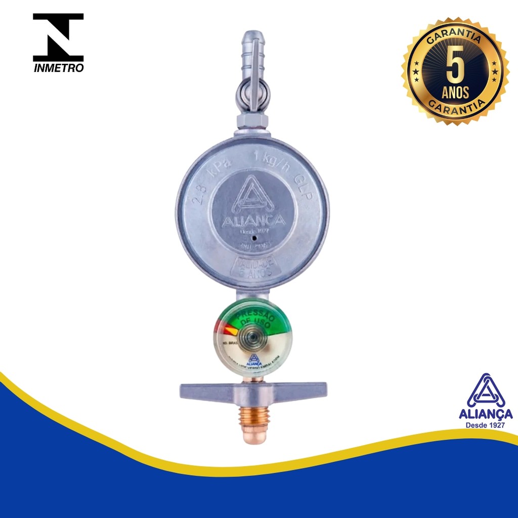 Registro Regulador de Gás Com Manômetro 504/01 Aliança 1Kg/h