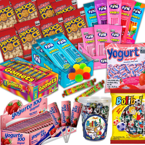 Kit 120 Doces para Sacolinha Surpresa Baratos Aniversário Festa Infantil Criança Fini Pipoca Bala