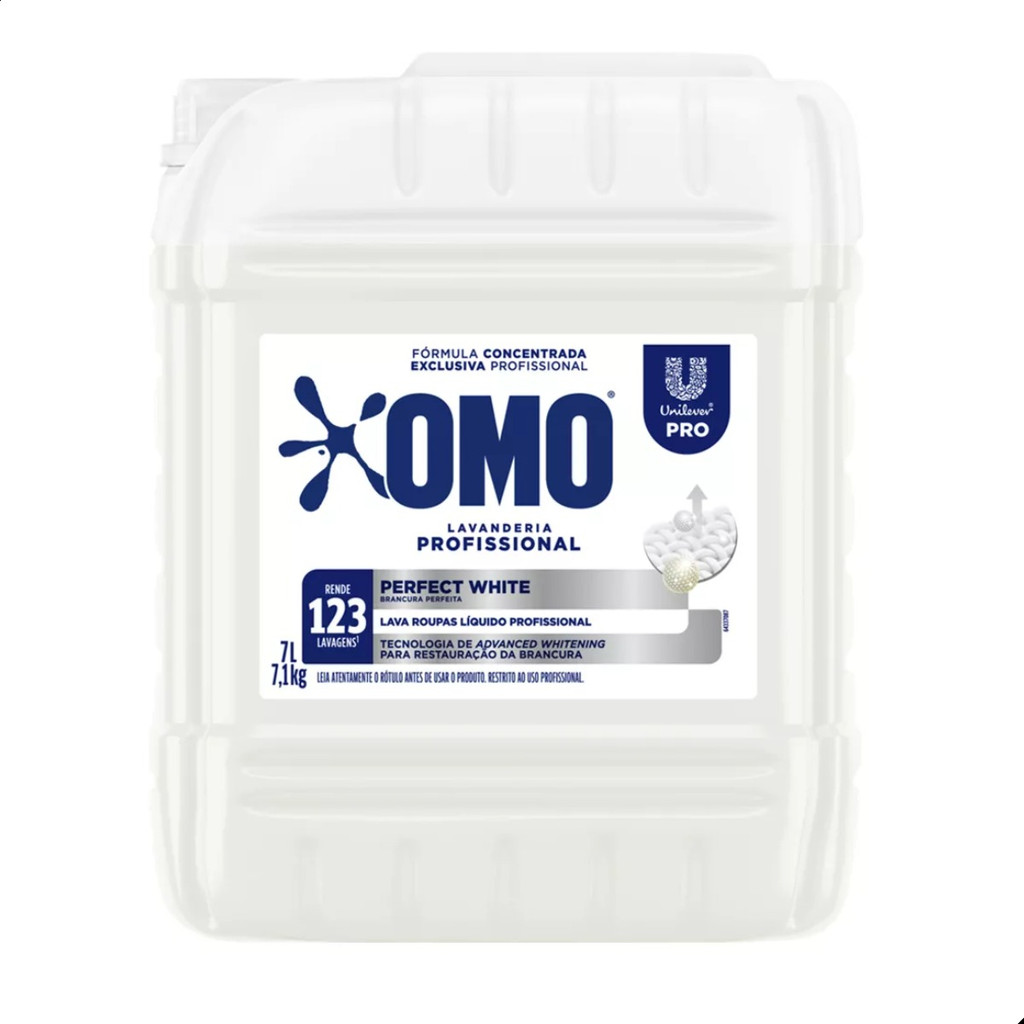 Lava Roupas Líquido Pro Perfect White 7l Omo Unilever Rende Muito