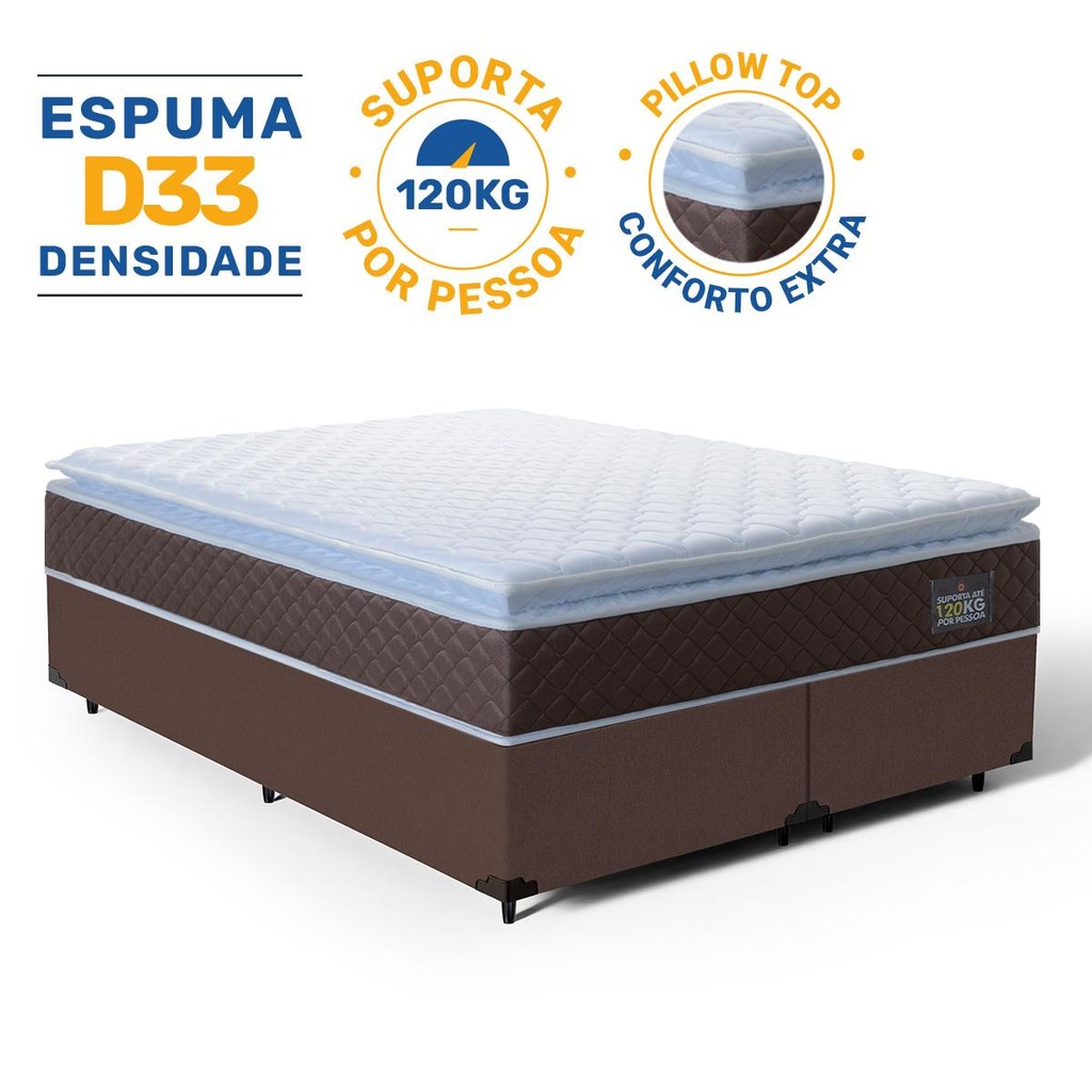 Cama Box com Colchão de Espuma D33 Pillow Top Comfort Luxo King 193cm em Oferta na Shopee