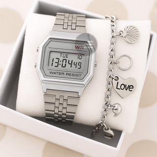 Relógio Pulseira Kit  Retrô Quadradinho Vintage Digital Led Unisex em Oferta na Shopee