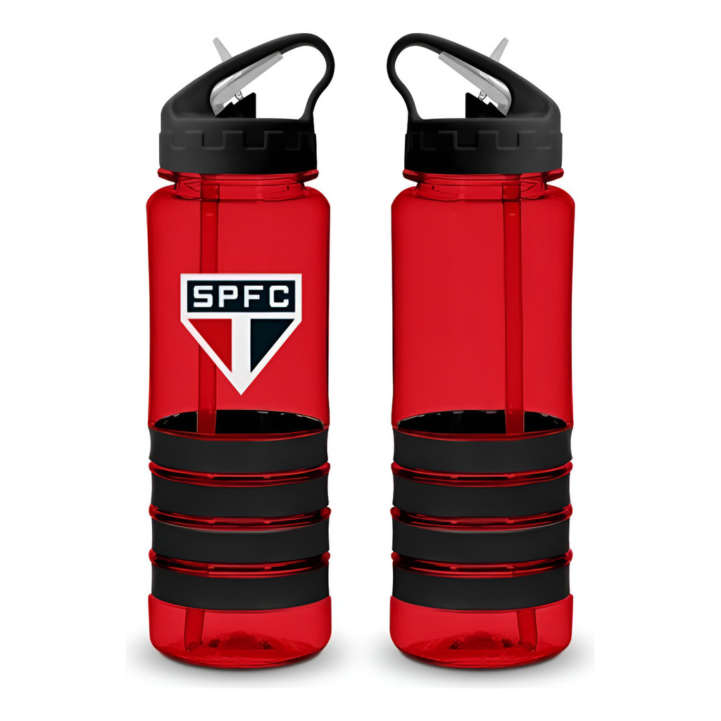Garrafa De Plástico São Paulo Oficial Canudo Retrátil 750ml