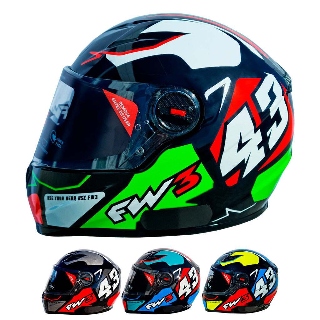 Capacete Integral Fw3 Gtx 43 Com Oculos Interno em Oferta na Shopee