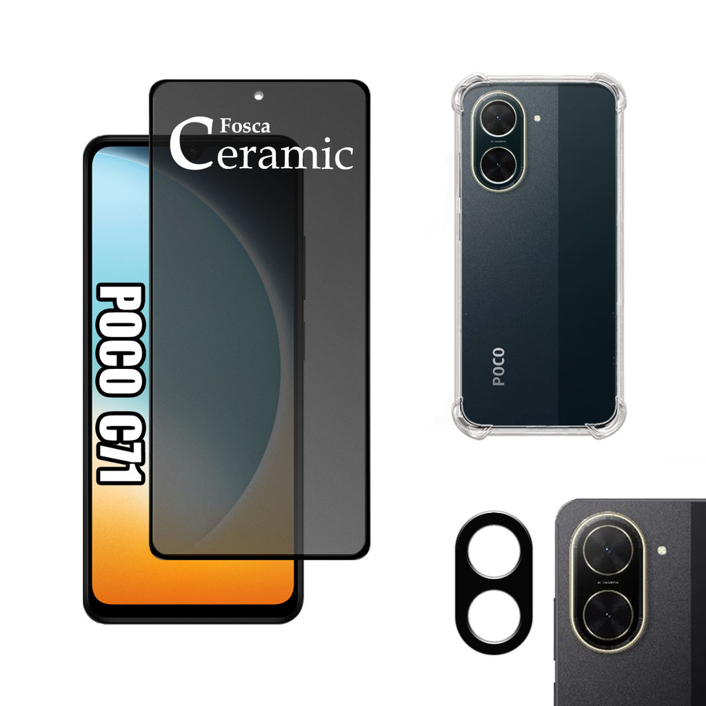 KIT Para Xiaomi Poco C71 - Película de Privacidade Fosca 9D - Capa - Câmera em Oferta na Shopee