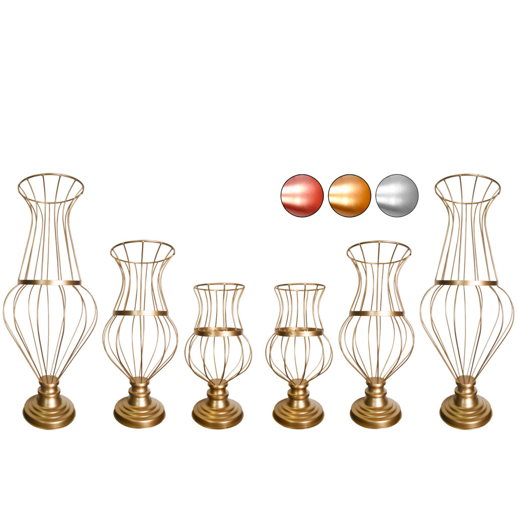 6 Vaso Dourado Armação Conde Grecia 60cm 45cm E 35cm Para Pedrarias Decoração de Festa