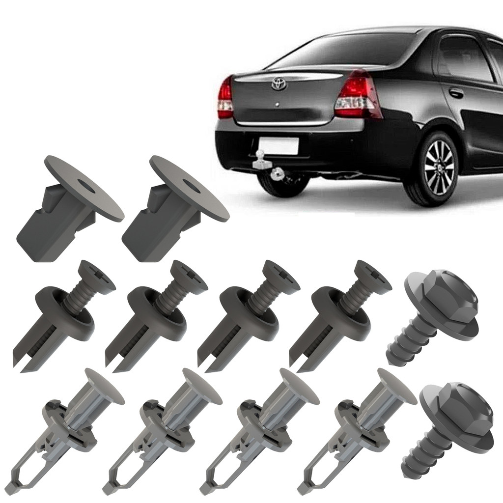Kit Grampo Presilha 12 Peças Parachoque Traseiro Etios Sedan 12 13 14 15 16 2017 2018 2019 2021 em Oferta na Shopee