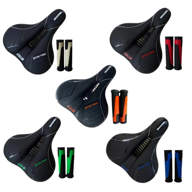 Selim GTS Beach Big Macio Extra Conforto Com Elastômero + Manopla Bicicleta Mtb Aro 26 e 29 em Oferta na Shopee