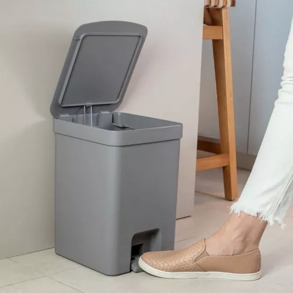 LIxeira Pedal Cesto De Lixo Banheiro Cozinha 12L Chumbo Chão Tampa 33cm em Oferta na Shopee