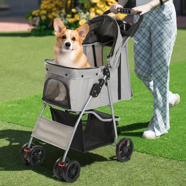 Carrinho de passeio leve para cães pequenos e médios ao ar livre 15kg PC108
