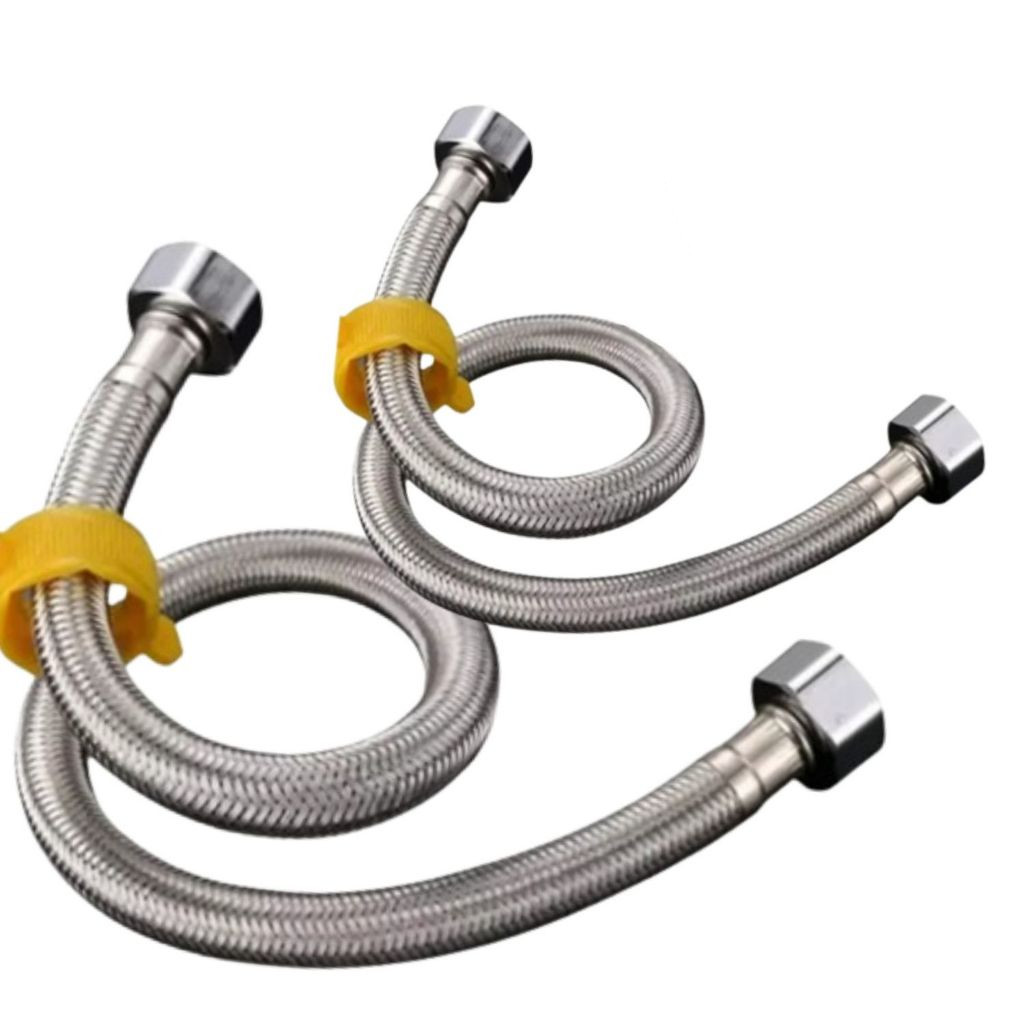 Kit Engate Rabicho Flexível Mangueira Aço Inox 50cm 1/2 Polegada Fêmea x Fêmea.