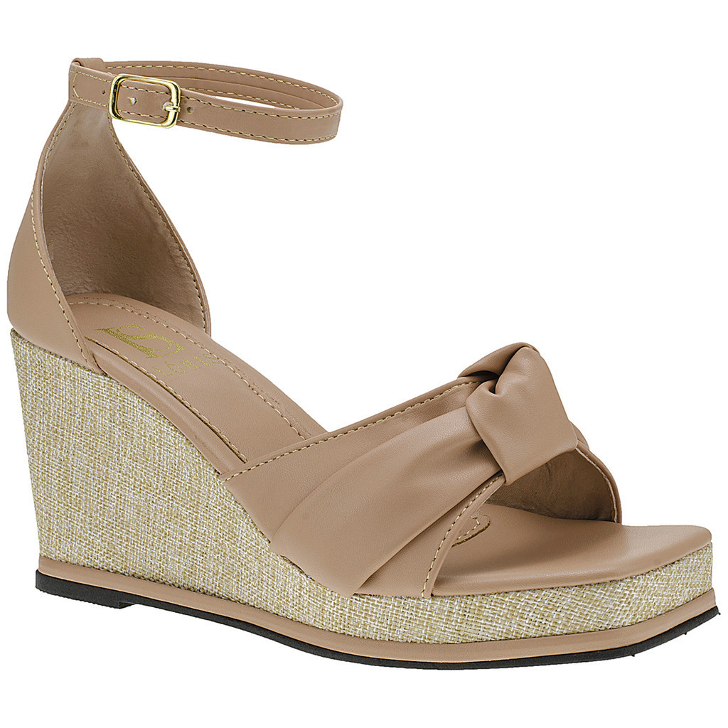 Sandalia Feminina Anabela com Laço Nó Salto Plataforma Fivela Ana Bela 446 - Women Shoes