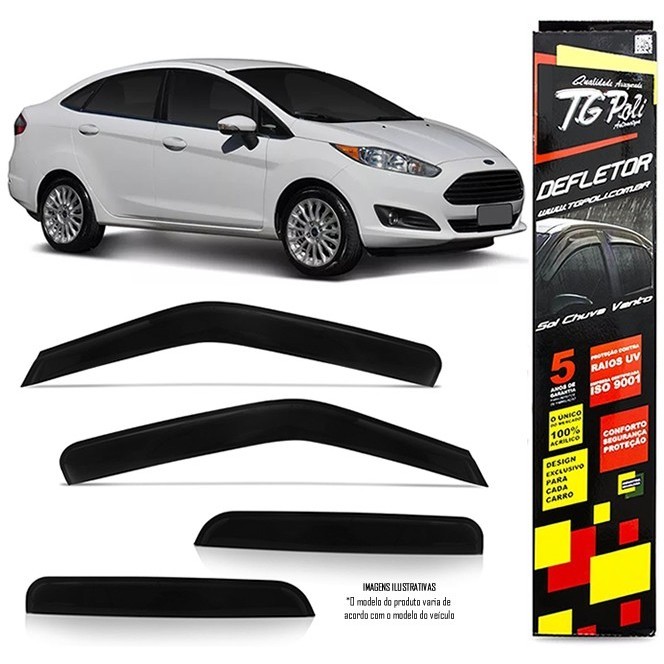 Calha Chuva Defletor TG Poli Ford New Fiesta Sedan 2011 2012 2013 2014 2015 2016 2017 - 4 Portas