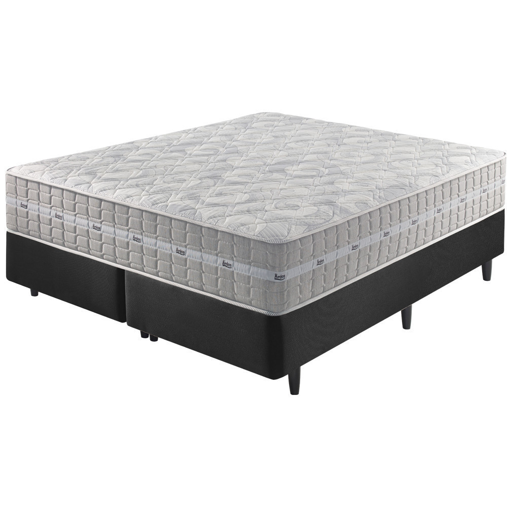 Cama Box King Preto + Colchão Molas Ensacadas Alabama 193x203x61cm - Home & Living