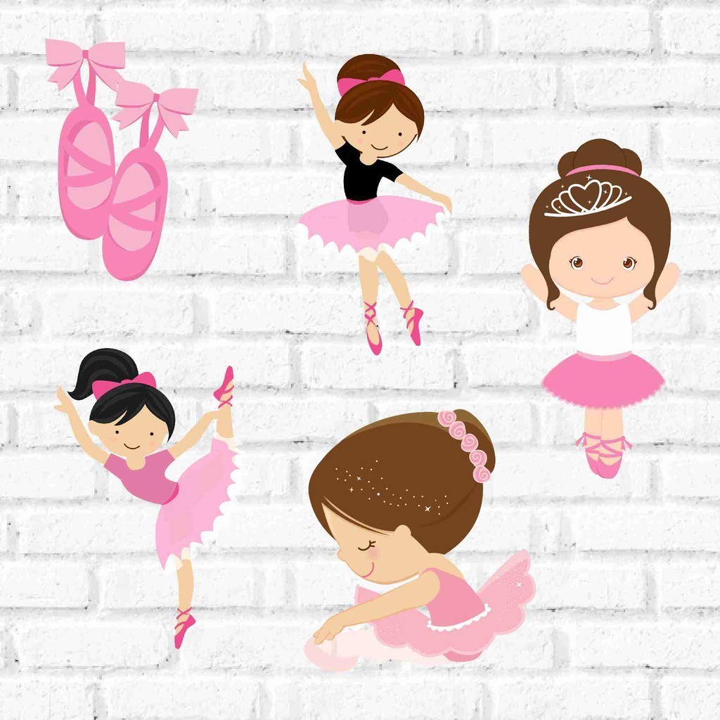 Adesivo Bailarina Sapatilha Rosa Infantil Teen Baby Decoração Quarto Papel de Parede Menina DCM