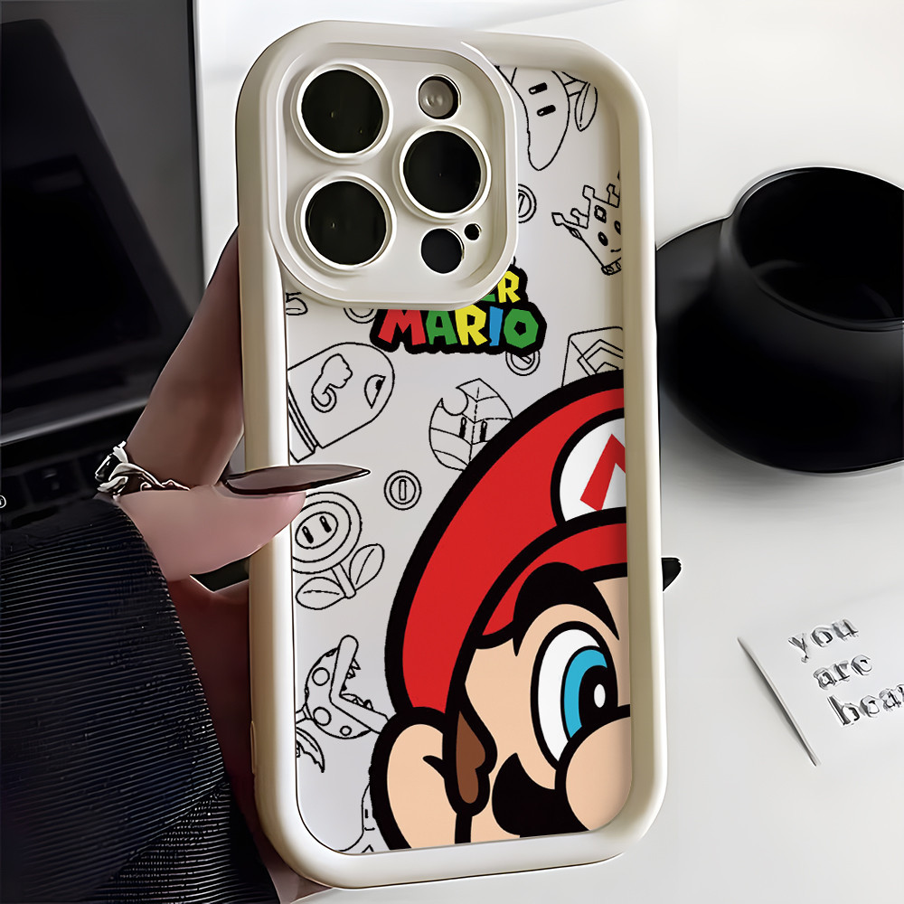 Capa De Celular Jogo Super Mario Para Samsung Galaxy A73 A71 A55 A54 A53 A52 A52S A51 A34 A33 A32 A24 A23 A22 A15 A14 A13 A12 A05S A04S 4G 5G Escada Proteção De Lente