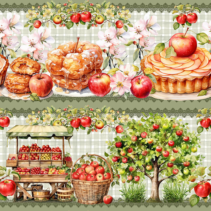 Tricoline Digital Barrado Pomar de Maça, 55cm x 1,50mt em Oferta na Shopee