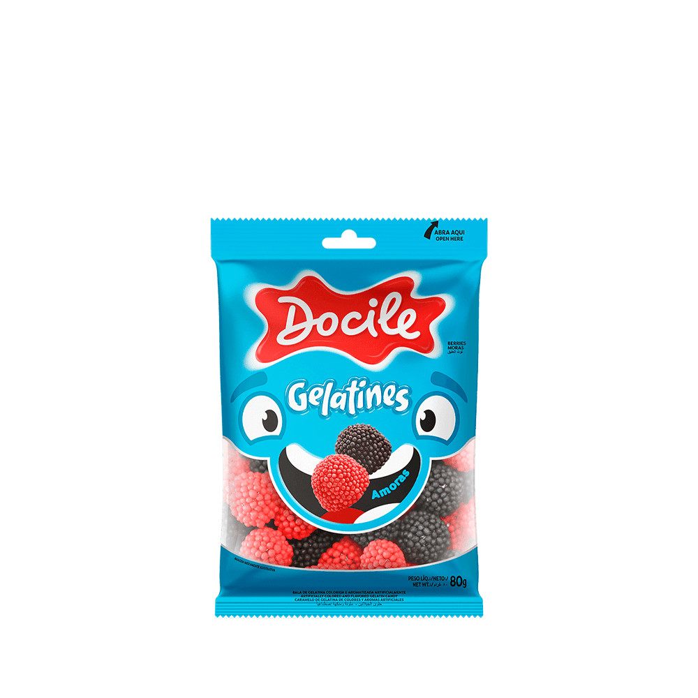 Bala de Gelatina Amoras 80g - Docile em Oferta na Shopee