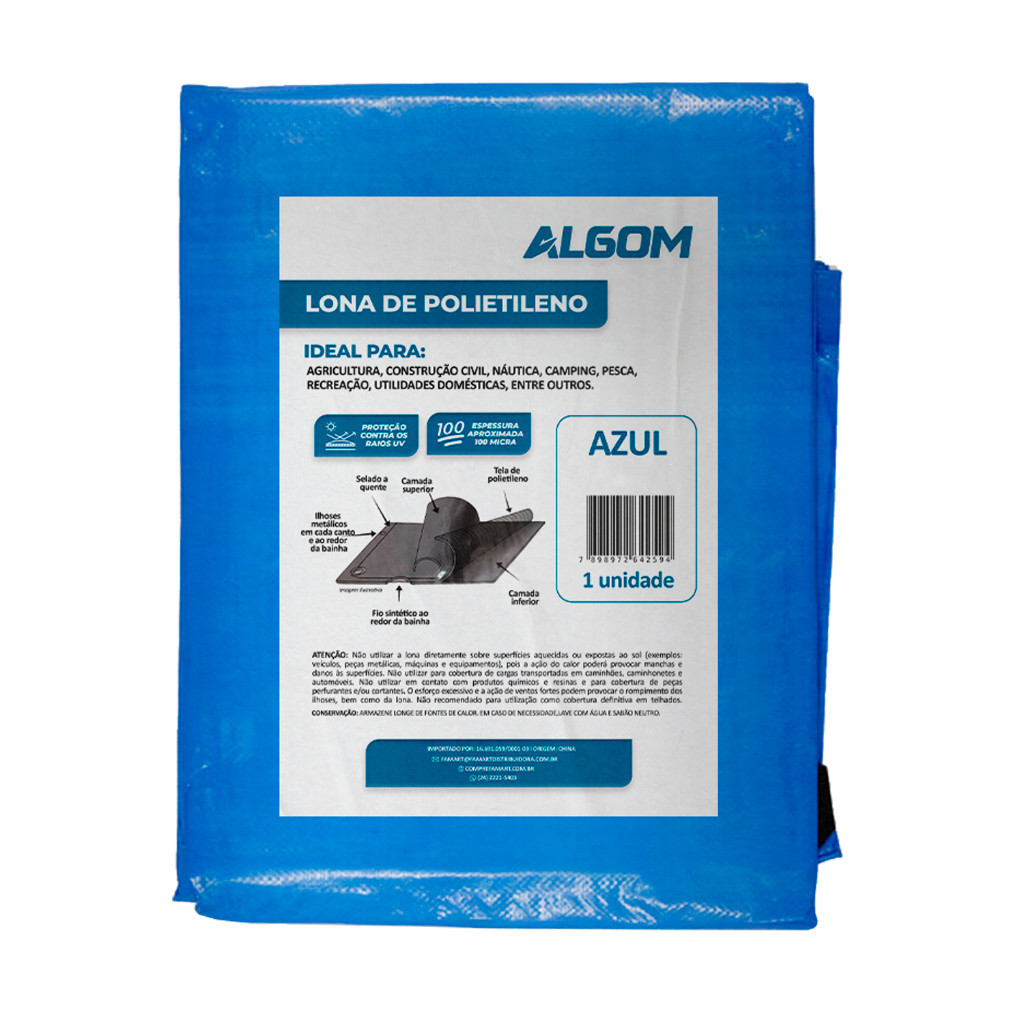 Lona de Plastico Azul 100 micras Algom Tamanhos em Oferta na Shopee
