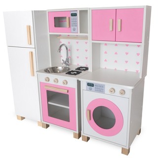 Kit Mini Cozinha Infantil com Geladeira e Máquina de Lavar em Oferta na Shopee