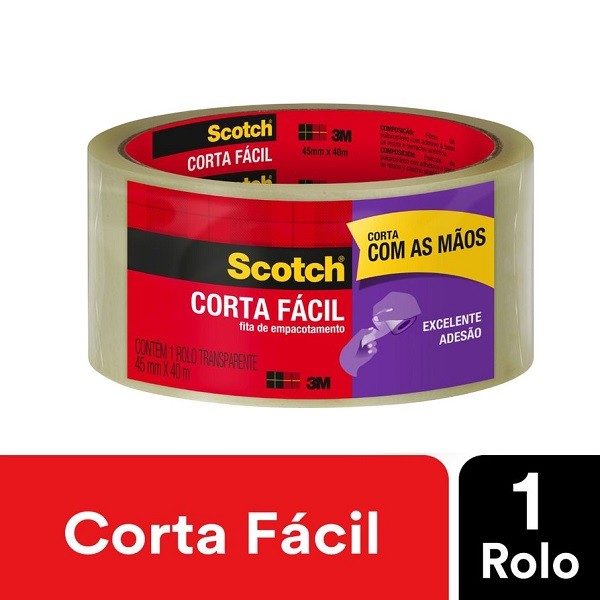 Fita de Empacotamento SCOTCH Corta Facil 45MM X 40M - Stationery