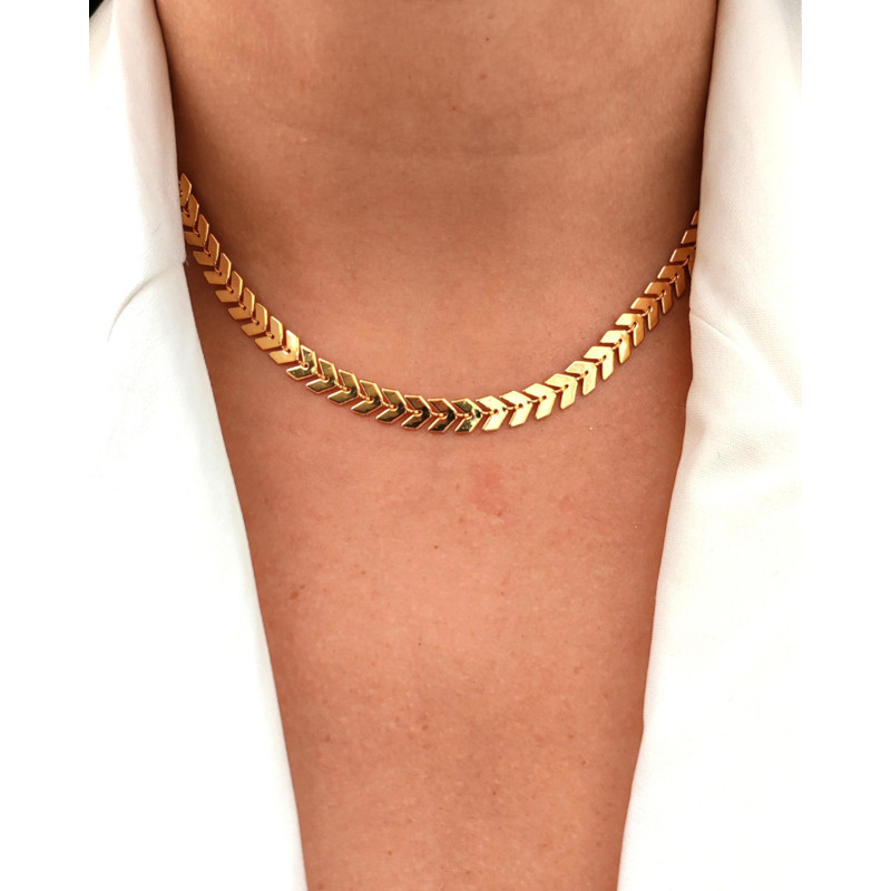 Choker Gargantilha Escama de Peixe Dourado Folheado a Ouro Choker Feminino Colar Feminino