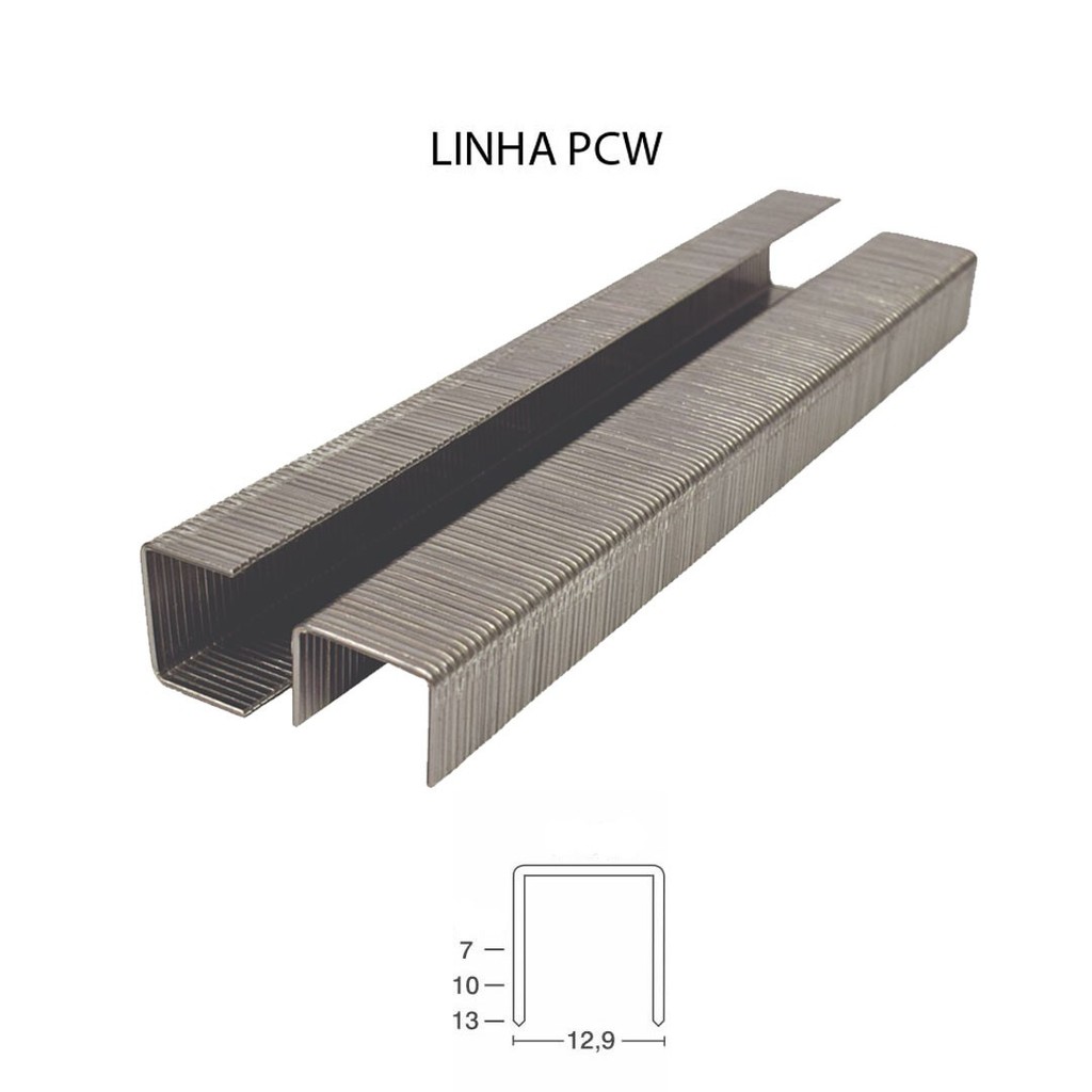 Grampo PCW 50/13 para Grampeador Pneumático - Caixa com 14.560 Grampos Guara Grampos