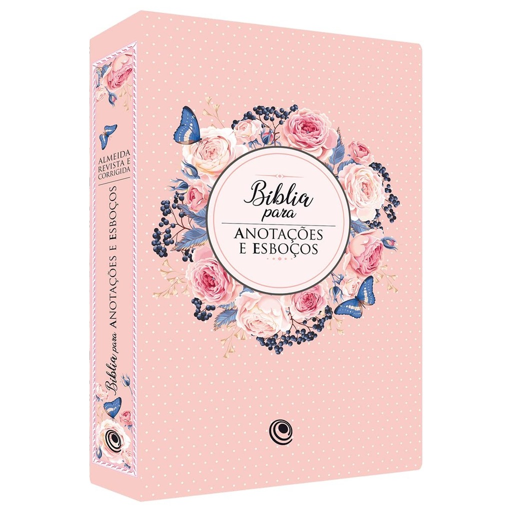 Bíblia Sagrada para Anotações e Esboços | ARC | Letra Média | Luxo Rosa Floral