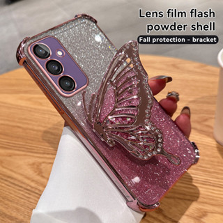 Caixa Para Telefone Samsung Galaxy S22 S23 S24 Plus Ultra FE S22 + S23 + S24 + Luxo Quatro Cantos Suporte De Pó De Borboleta De Areia Anti-Queda em Oferta na Shopee