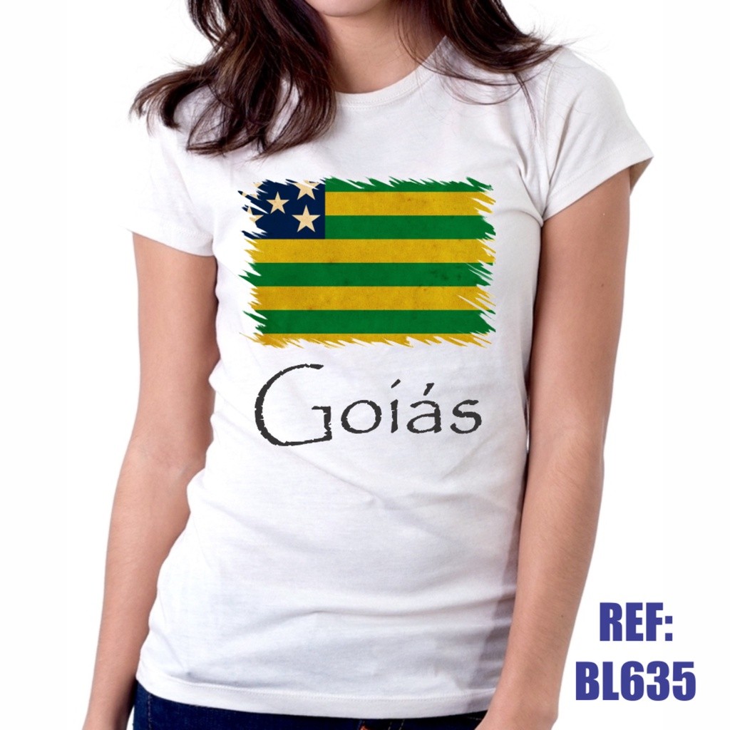 Camiseta Baby Look Goiás Bandeira Estado Brasil