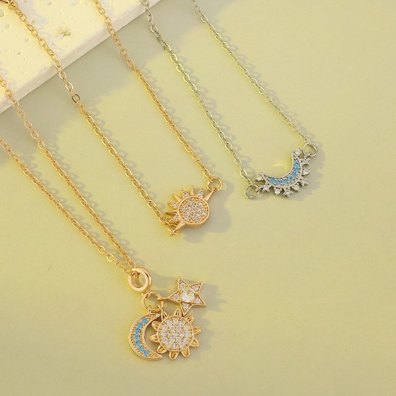 Pingente Lua Sol Diamante Pulseira Ins In