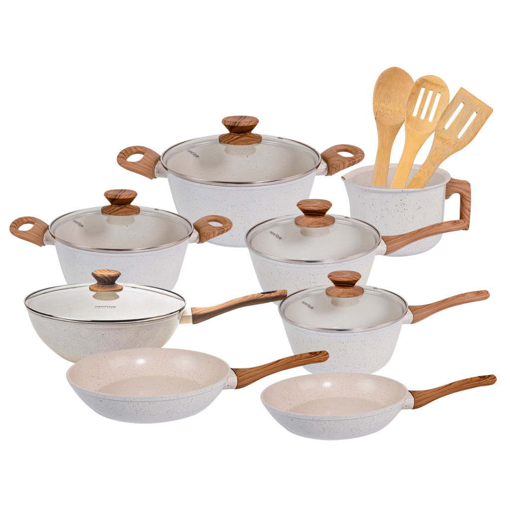 Jogo de Panelas Antiaderente Cerâmico Fogão Indução Kit 11 Peças Vanilla Cook Marmol em Oferta na Shopee