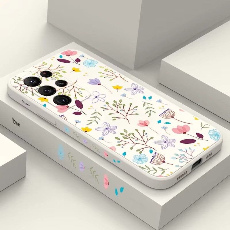 Flores Frescas Coloridas Folhas Caso Para Samsung A06 A16 A15 A55 A35 A54 A05 A26 A34 A36 A14 A56 A52 A23 Capa Macia
