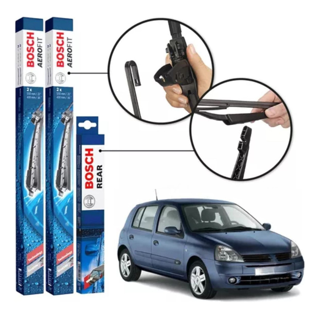 Jogo Palheta Parabrisa Dian+traseira Bosch Clio 2005 A 2019 em Oferta na Shopee