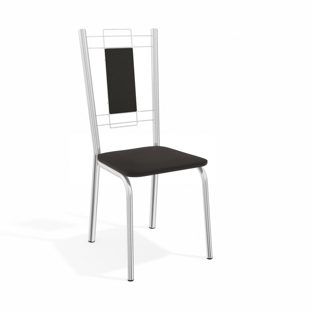 Cadeira Florença Kappesberg Sala de Jantar Cozinha Escritório Metal Cromado Forro Preto 2 Un em Oferta na Shopee