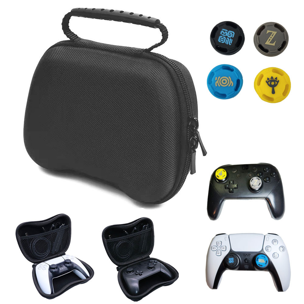 Case Estojo Bolsinha Controle Nintendo Switch Pro PS4 PS5 PS3 PS2 Xbox 360 One Series + 4 Grips Zelda