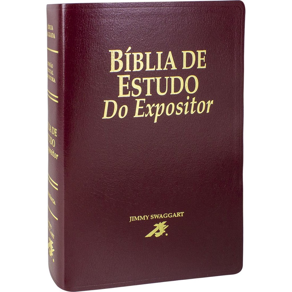 Bíblia de Estudo do Expositor | Nova Versão Textual Expositora | Letra Normal | Couro Bonded | Vinho em Oferta na Shopee