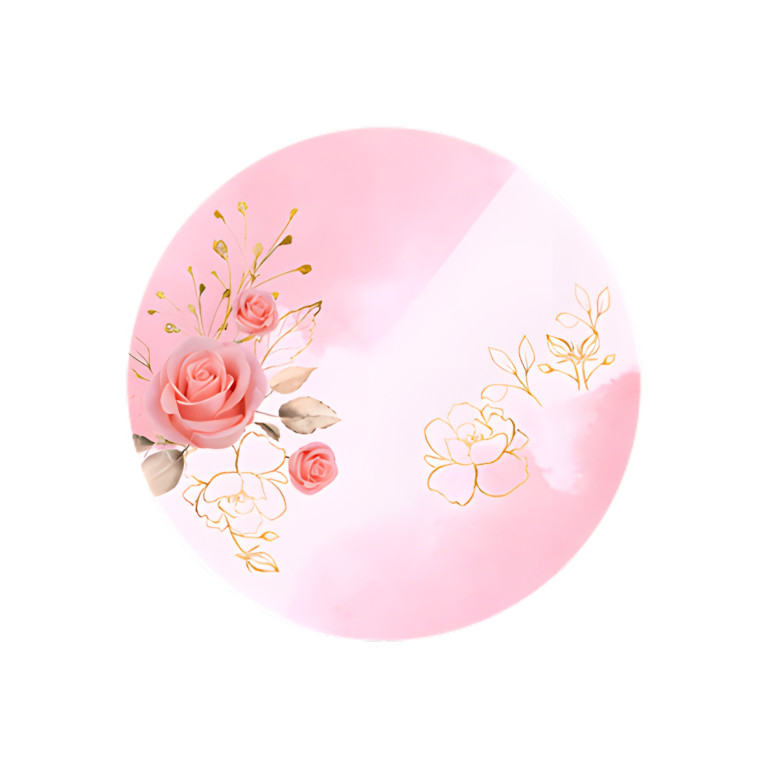NOVO Painel Festa Infantil Redondo Rosas cor clara, Silhueta de Flores Douradas + Arco, Suporte incluso. Fazemos personalizado com qualquer tema. Confeccionado em Lona fosca, impressão de alta resolução. cenário , p/ Decoração
