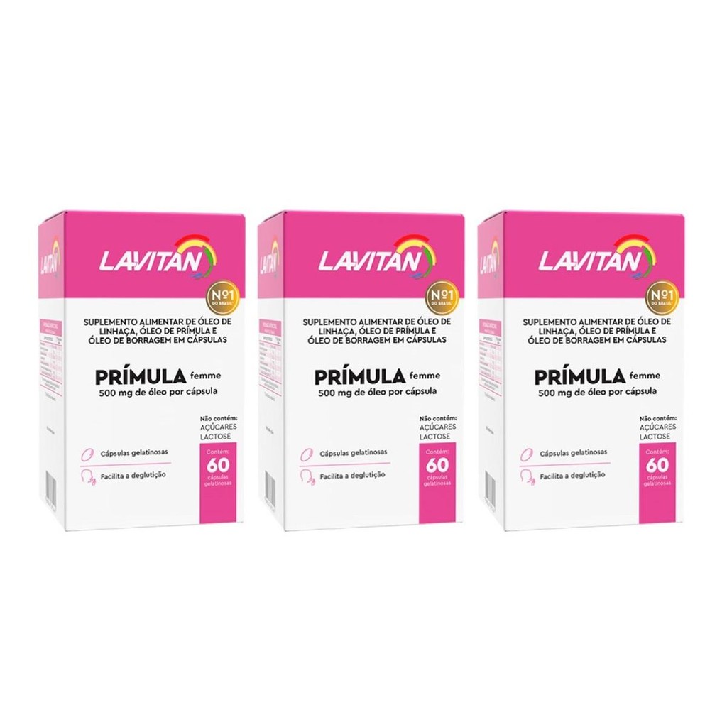 Kit Lavitan Prímula Femme Com 3 Unidades De 60 Cápsulas Gelatinosas Cada