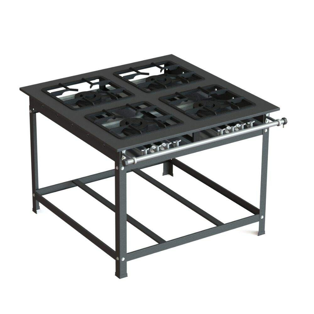 Fogão Industrial Inox 30x30 P7 4 Bocas Baixa Pressão 4 QD JS Martins