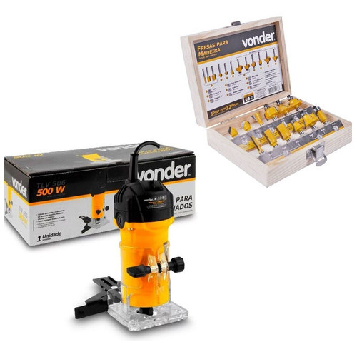 Kit Tupia Manual Elétrica 500w 6mm TLV506 110v + Fresas Vonder - Home & Living