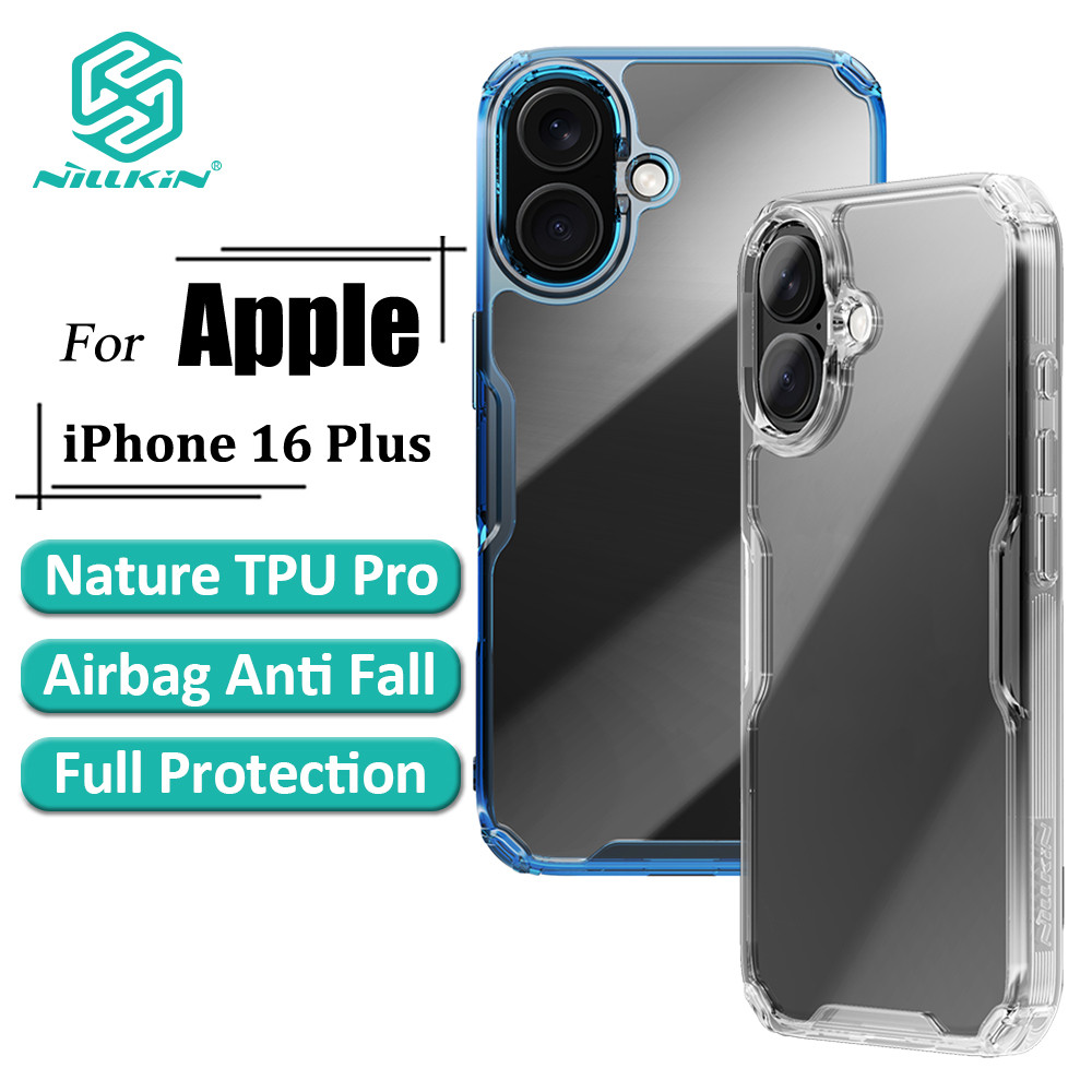 Nillkin Nature Pro Capa Para iPhone 16 Plus Ultrafina Luxuosa Macia TPU Transparente Airbag Traseira À Prova De Choque - Mobile & Gadgets