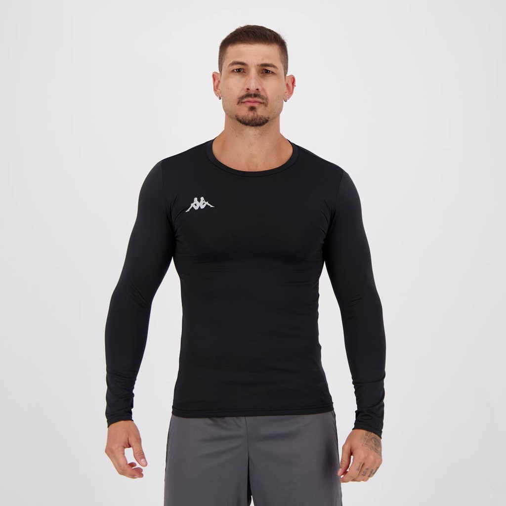 Camisa Térmica Kappa Grip Manga Longa Preta em Oferta na Shopee