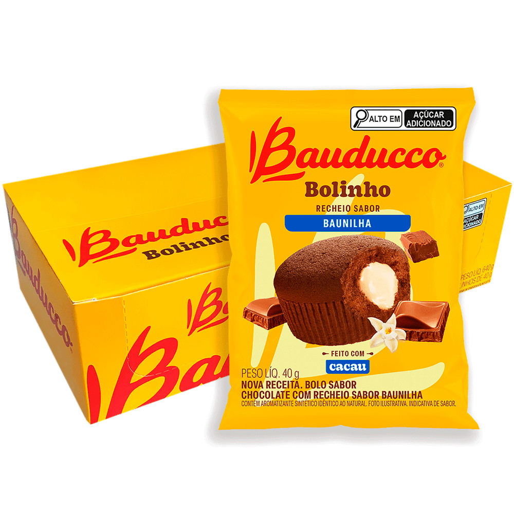 Bolinho Chocolate Com Recheio de  Baunilha Bauducco Caixa 16 Unidades De 40g - Food & Beverages
