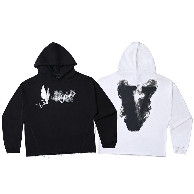 Moletom Com Tamanho Plus size Vlone Angel Devil Moda Skatista StreetWear 100 % Algodão fio