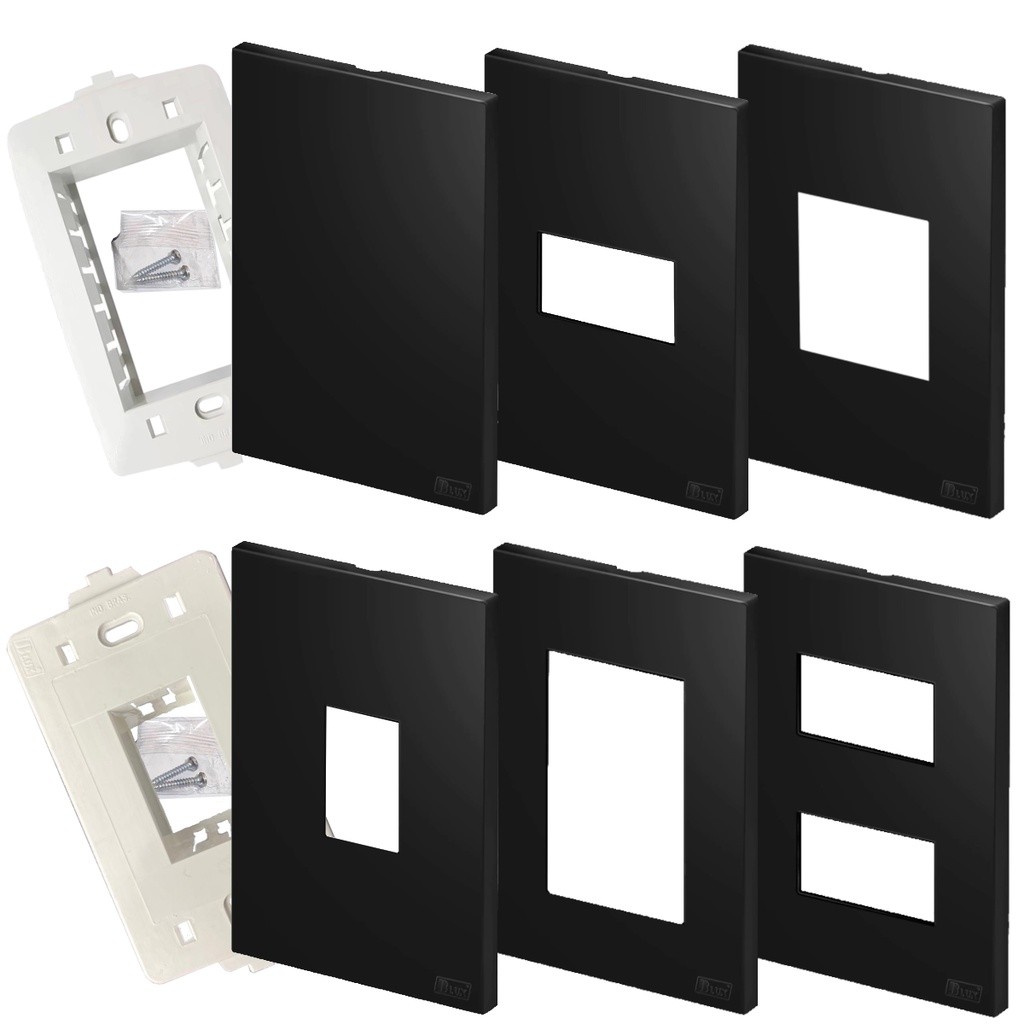 Placas Espelhos Preto Fosco 4x2 Suporte Tomadas Interruptor em Oferta na Shopee